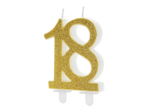 Candela dorata compleanno - candela, 18